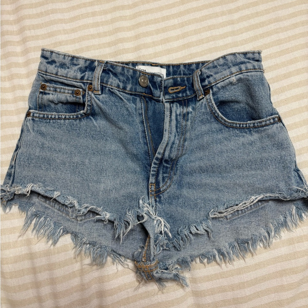 Denim Frayed Hem Women's Shorts